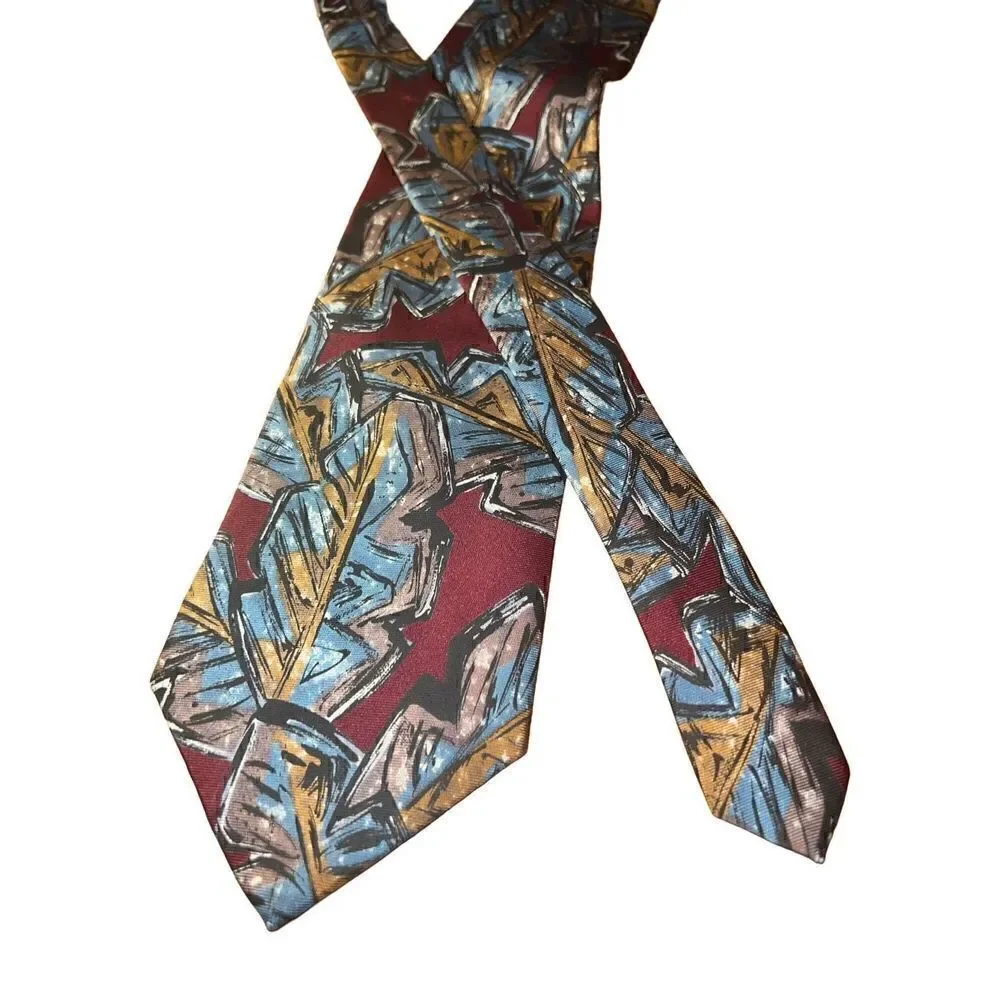 Christian Dior Monsieur Red And Blur Abstract Handmade Neck Tie